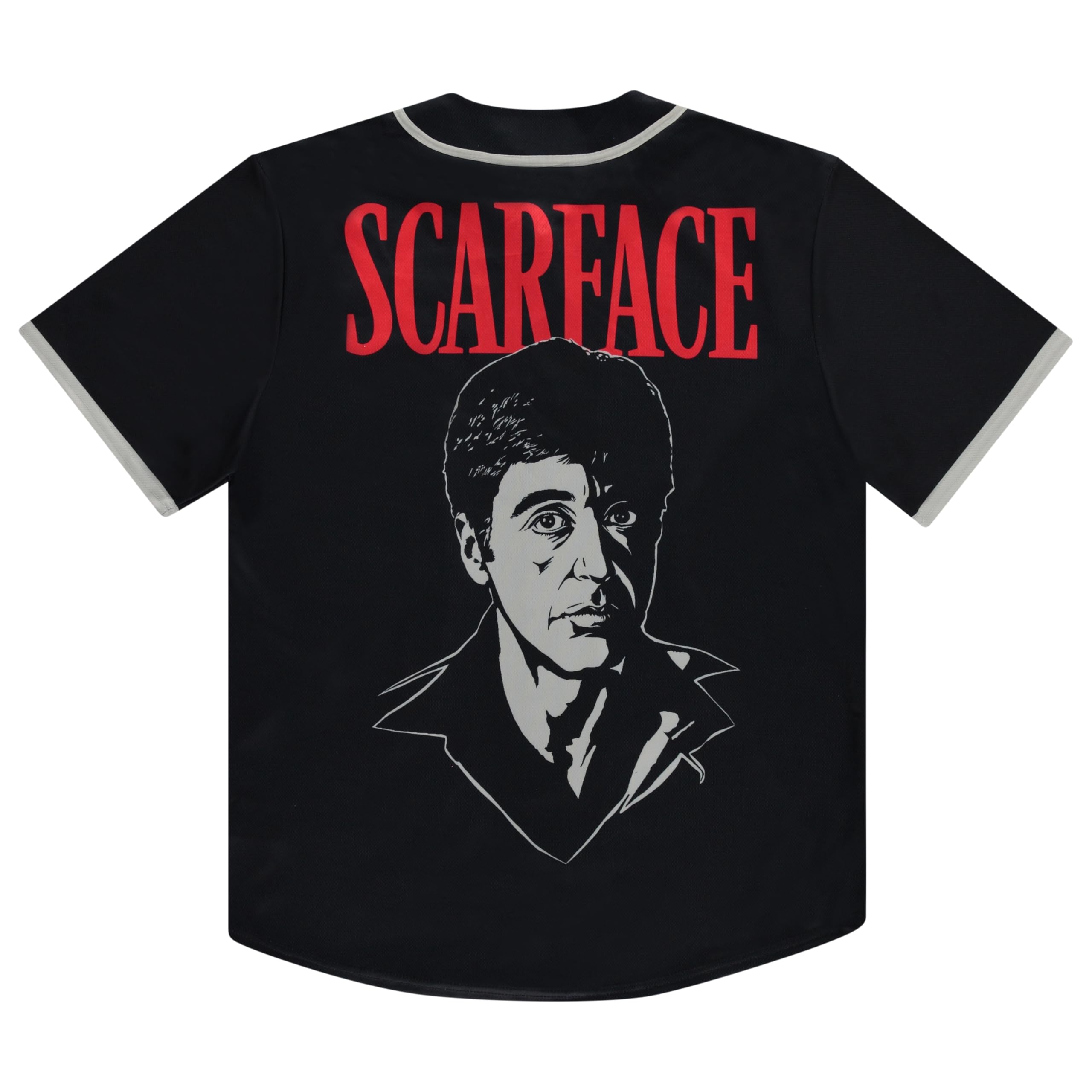 Scarface Tony Montana Herren-Trikot, Netzstoff, Button-Down-Baseballtrikot, Retro-Stil, modisches Oberteil