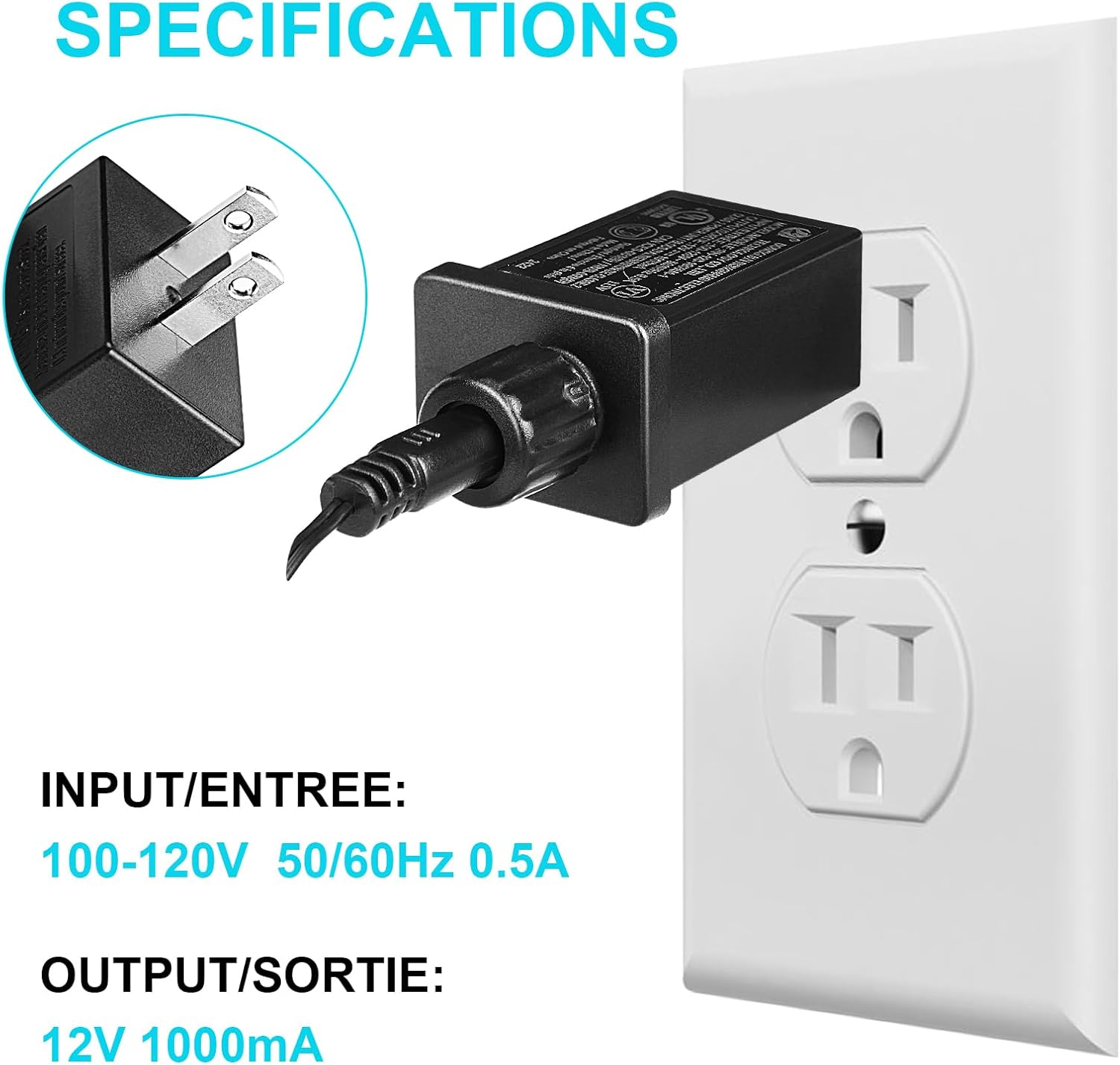 4PCS Replacement Yard Inflatable Adapter 12V Class 2 Power Supply 120VAC 60Hz LED IP44 Waterproof Transformer Plug for LED Strip String Light Halloween Christmas Inflatable Decorations