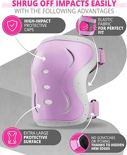 Miniatura 6 de SKATEWIZ Juego de rodilleras y coderas para niños y adultos con protectores de muñeca para patinaje sobre ruedas [6 piezas] - Equipo de protección