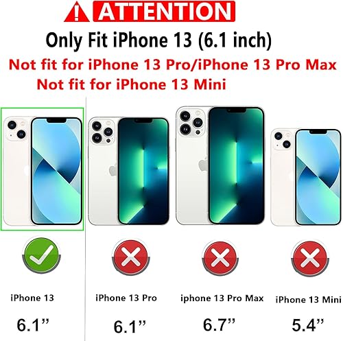 Miniatura 2 de YZOK Funda para iPhone 13, con cubierta para lente de cámara, protector de pantalla HD, grado militar anillo de montaje en coche con soporte híbrido