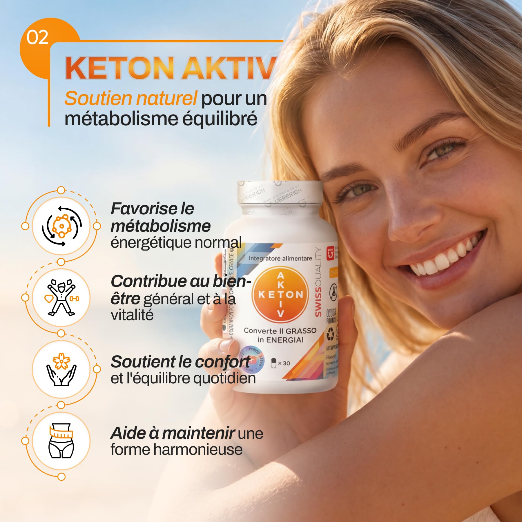 Gélules Keton Aktiv | Pour le régime cétogène | L-Carnitine 500 mg + Extrait de Thé Vert 200 mg | Soutien du métabolisme | Avec Gymnema Sylvestre, Rhodiola Rosea, CLA | 30 Gélules