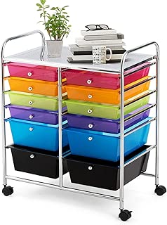 Giantex 12 Drawer Rolling Storage Cart Tools Scrapbook Paper Office School Organizer (Multi-Color) - coolthings.us
