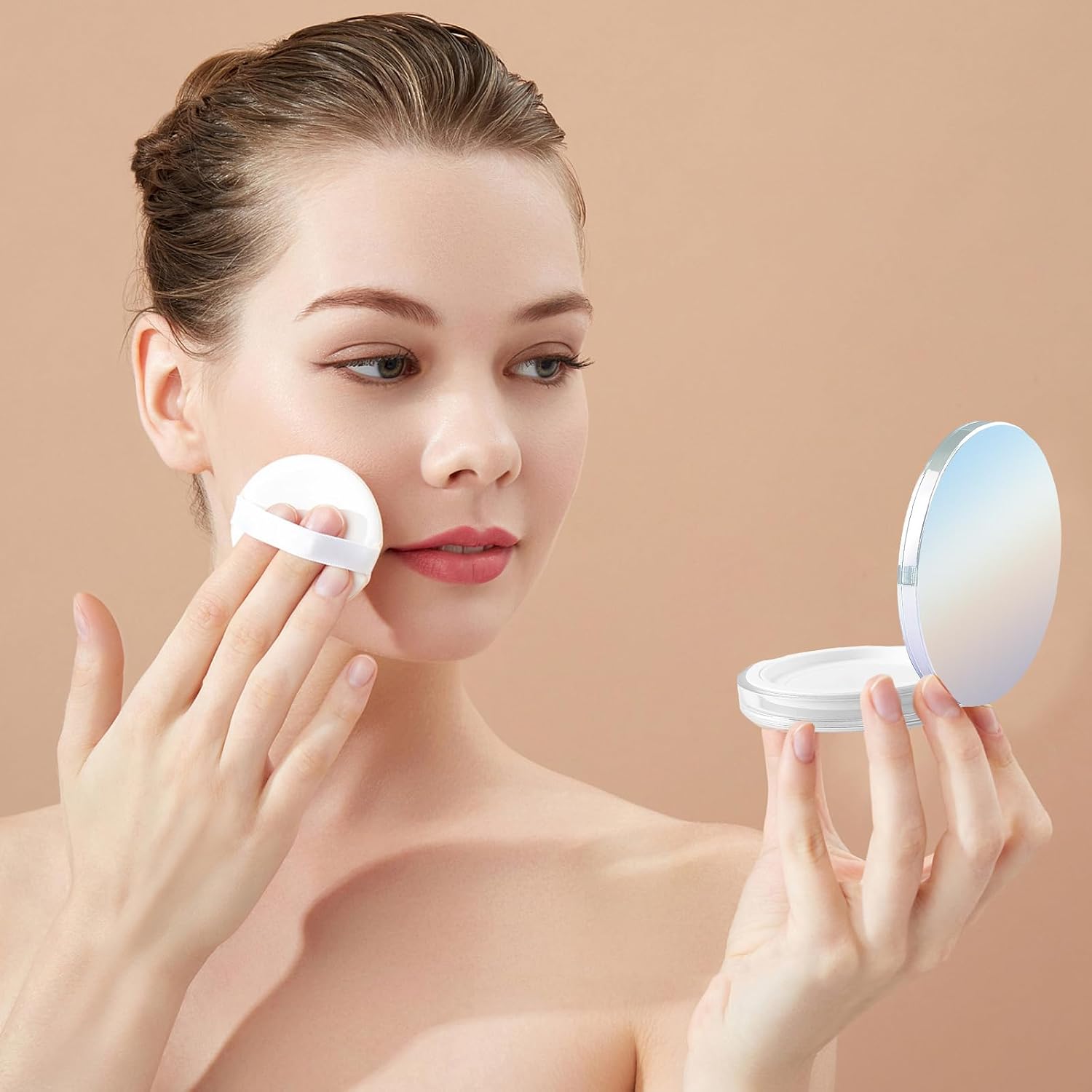 2-Pack Refillable Loose Powder Container with Puff & Mirror - 0.17 oz image 5