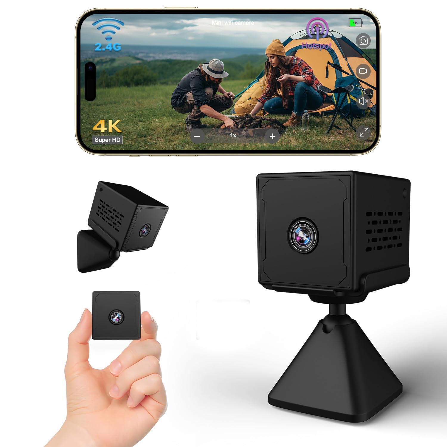 Bextgoo Telecamera Spia 4K HD, Microcamera Spia con Batteria 2000mAh | Mini Telecamera Spia Nascosta, Wifi/Senza Wifi, Visione Notturna e Rilevamento di Movimento, Spy Cam per Uso Interno/Esterno