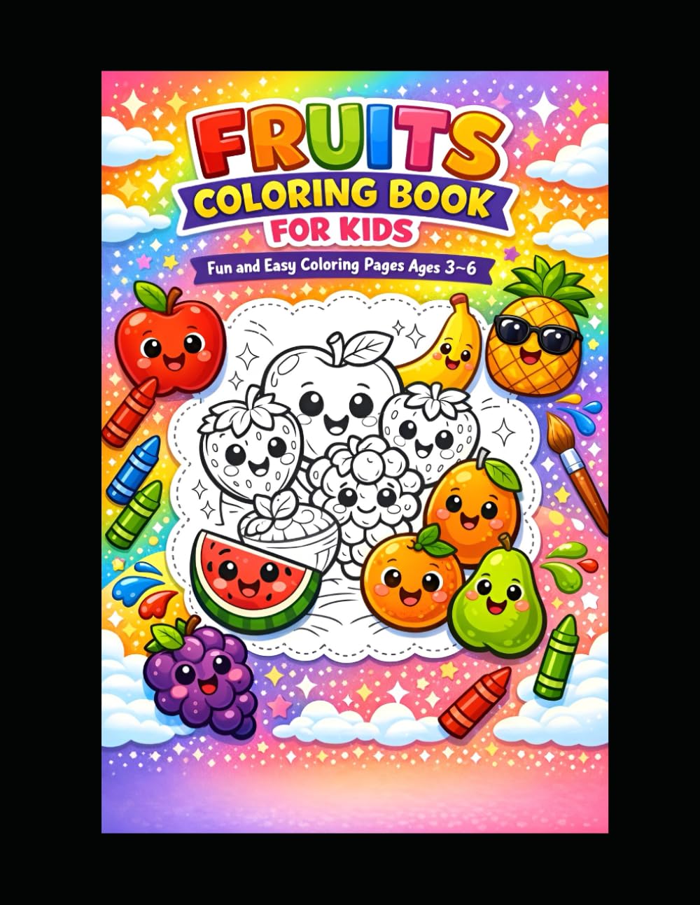 Fruits Coloring Book for Kids Ages 3–6: Fun and Easy Fruit Coloring Pages for Toddlers and Preschoolers | Learn Fruits with Simple Cute Illustrations ... Bananas, Mangoes, Watermelons and More