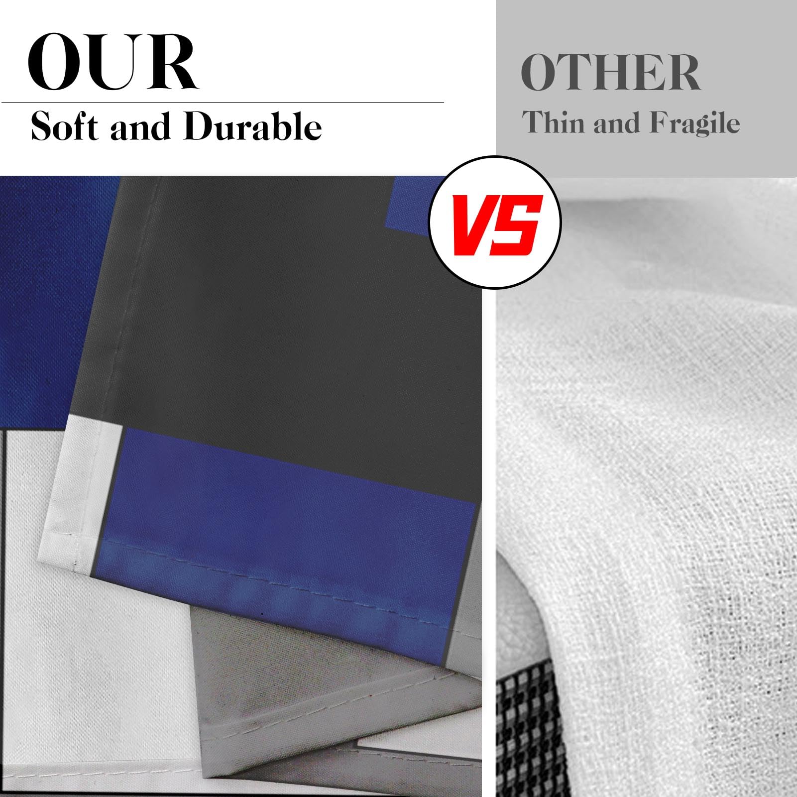 Tenda A Strati Per Cucina Con Mantovana – Set 3 Pezzi In Blu Navy, Nero E Grigio. 132x45 Cm (mantovana) + 2 Tende 66x91 Cm. Decorazione Geometrica Moderna.