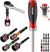GEINXURN 19-Piece Ratcheting Screwdriver & Mini Ratchet Wrench Set with Nut Drivers - Portable DIY Repair Tools