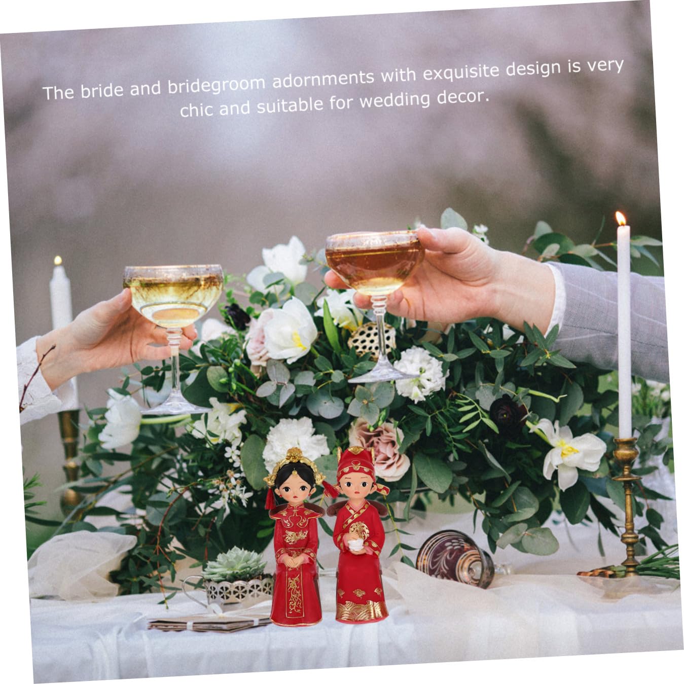 Abaodam Hochzeitspaarfiguren im Traditionellen Chinesischen Stil aus Kunstharz für Dekoration des Hochzeitszimmers Tortendekoration Geschenk für Braut und Bräutigam
