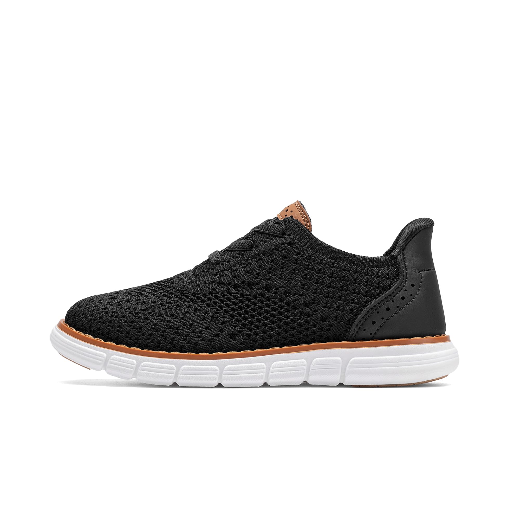 Bruno Marc Tenis de vestir de malla Oxford para niño, informales, con cordones, ligeros, Negro, 2 Little Kid