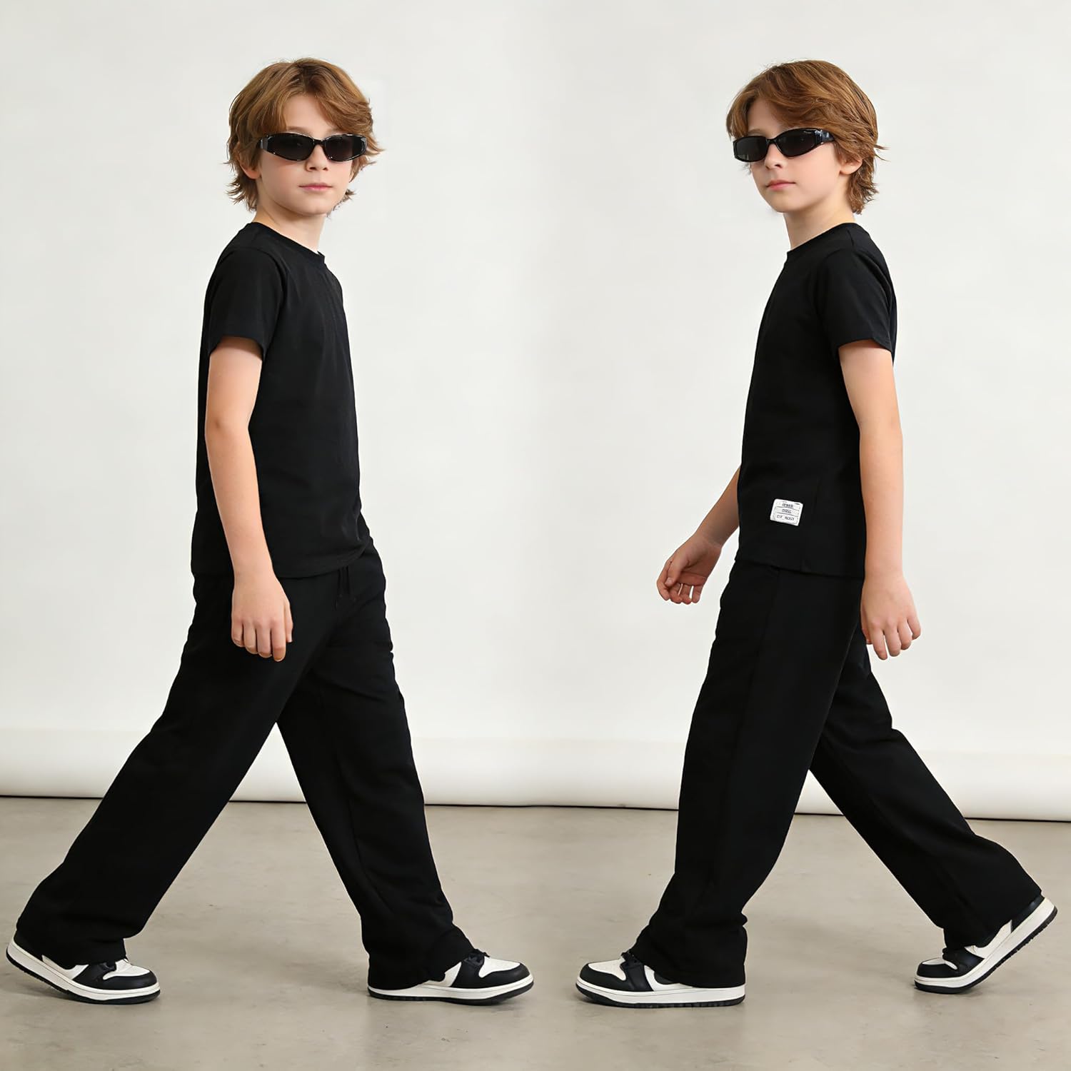 Kids Tween Boy Summer Casual Clothing Set Minimalist Solid Crewneck T-Shirt + Solid Straight-Leg Pants - Image 5