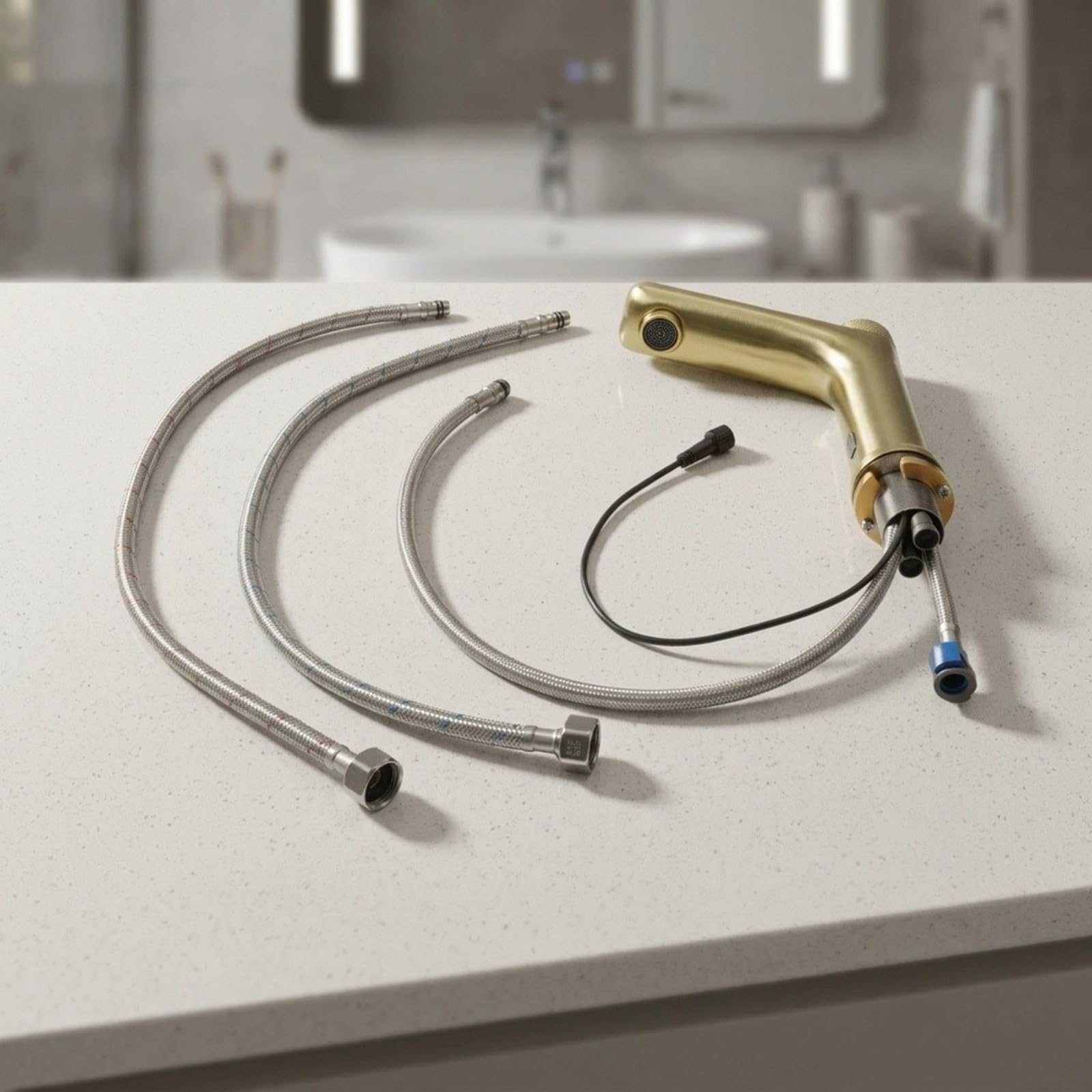 Grifo de sensor infrarrojo, grifo mezclador sin contacto, grifo de lavabo de baño con control de agua fría y caliente, activación automática del sensor, volante ergonómico antideslizante