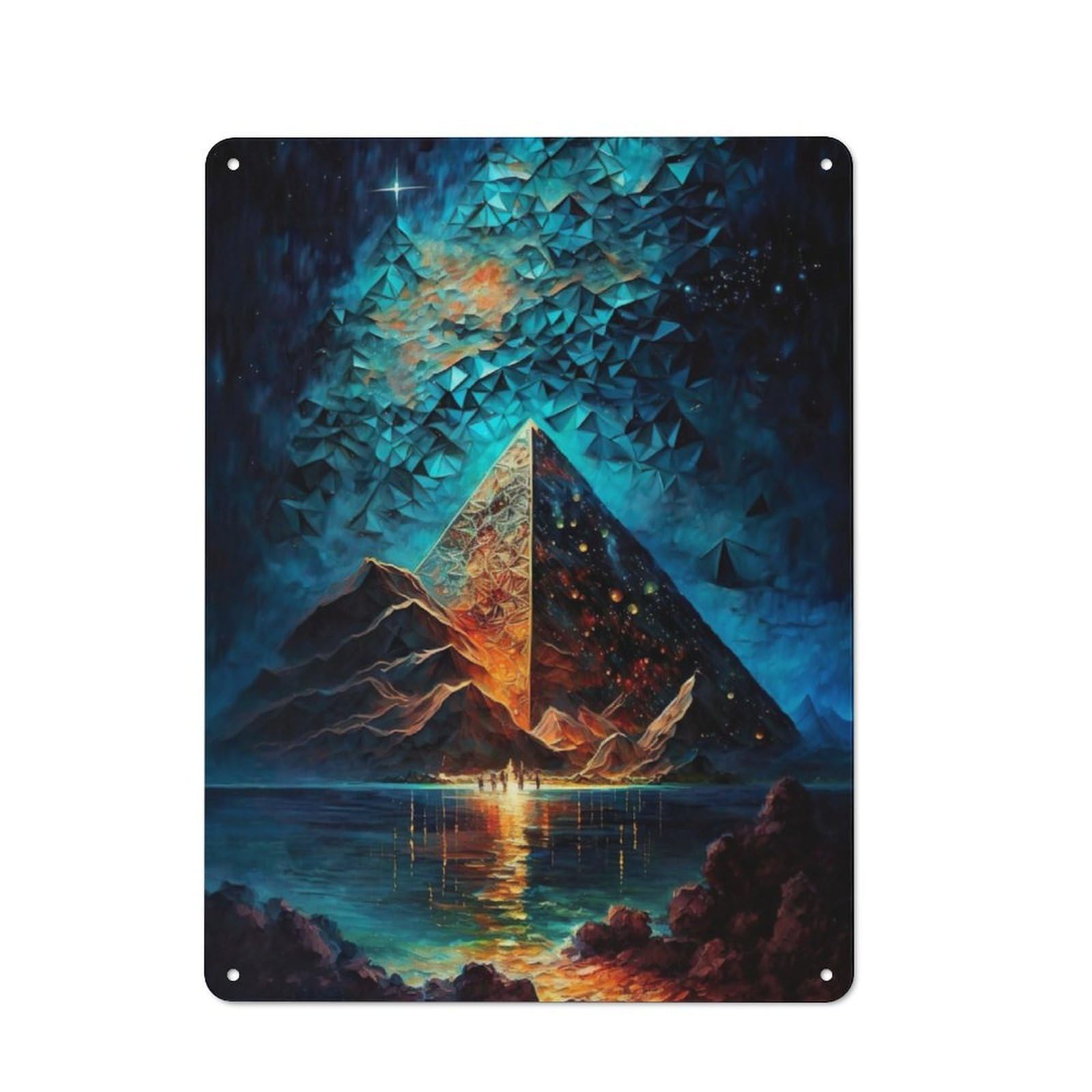 Junmoney Rocky Desert Pyramids Printed Metal Sign 40X30cm For Living Room Or Hallway, For Home Wall Decor Collectors