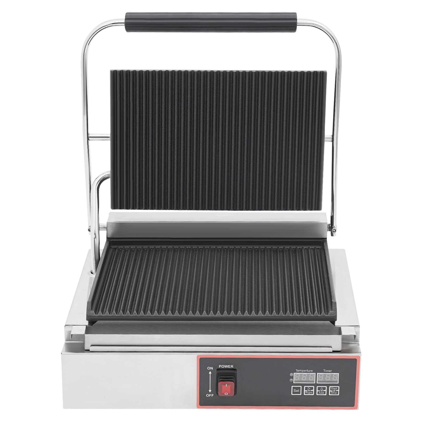 Griglia elettrica a contatto per panini, 2200 W, rivestimento in ceramica, doppia piastra riscaldante con display LED, per hotel, ristorante, caffetteria