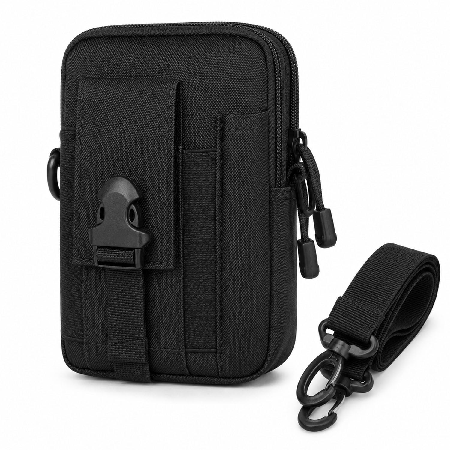 Favuit Tactical Molle Pouch Shoulder Bag for Men, Nylon Utility Crossbody Bag with Adjustable Strap, Compact EDC Belt Pouch, Multi-Pocket Outdoor Travel Waist Fanny Packs for Hiking Camping Cycling