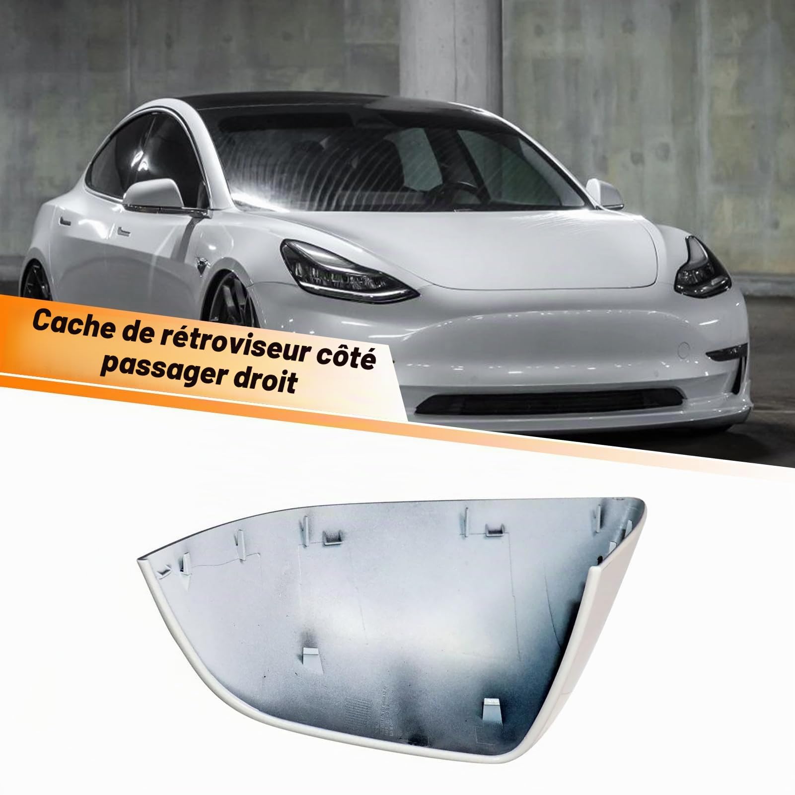 TTCR-II Retroviseur Couvercle Compatibles avec Tesla Model 3 2017-2023 | Coque de Rétroviseur Extérieur pour Model 3 2017 2018 2019 2020 2021 2022 2023 Boîtier Miroir Droite (Blanc Nacré)