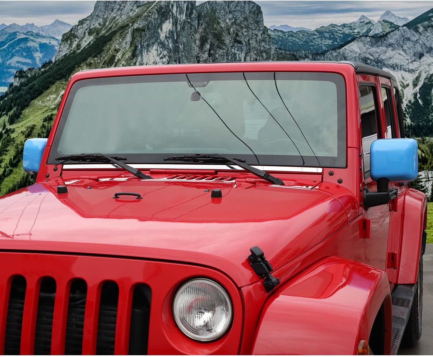 Rearview Mirror Cover Trim Shell Kit Car Rear View Mirror Exterior Decoration Accessories for Jeep Wrangler JK JKU 2007-2017,Light blue