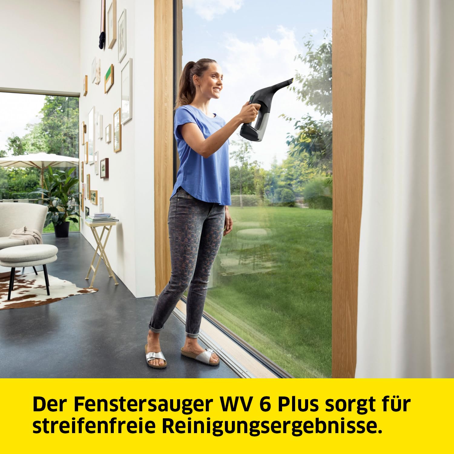 KÄRCHER Akku-Fenstersauger WV 6 Plus Multi Black Edition, 100 min Akkulaufzeit, Sprühflasche, Mikrofaserbezug