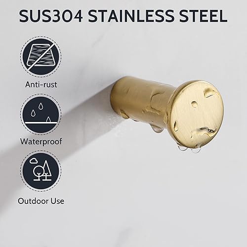 Miniatura 3 de SAYAYO Ganchos dorados montados en la pared, ganchos para toallas para baños, ganchos modernos para batas, ganchos de pared resistentes para colgar,