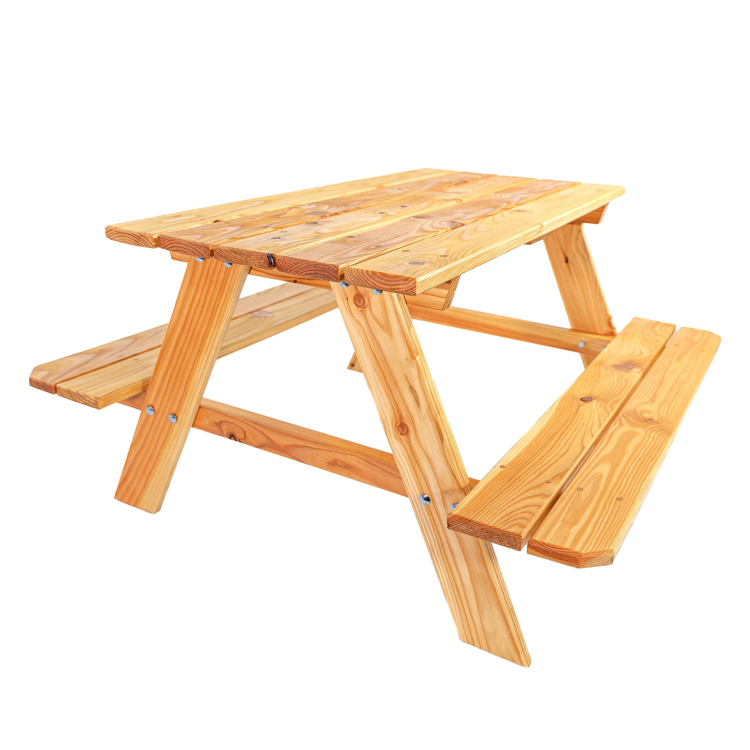 Lemodo Kinderpicknicktisch Natur Lärchenholz, Kindersitzgruppe Outdoor, Picknicktisch Kinder für Garten, Terrasse & Balkon, Sitzgruppe für Kinder, Kindertisch Holz, Gartentisch, Outdoor
