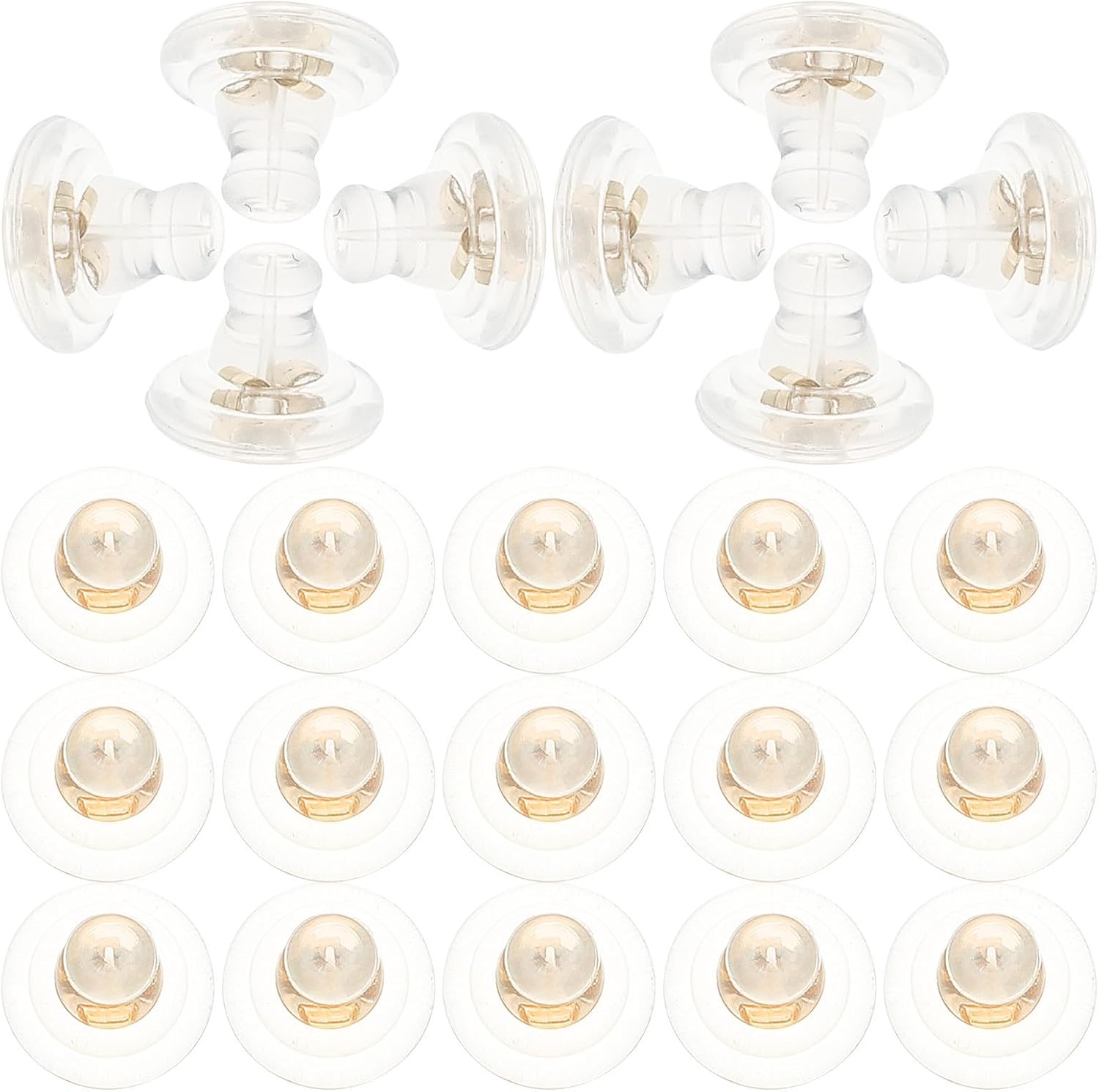 Silicone Earring Backs Replacements for Posts 100pcs Golden