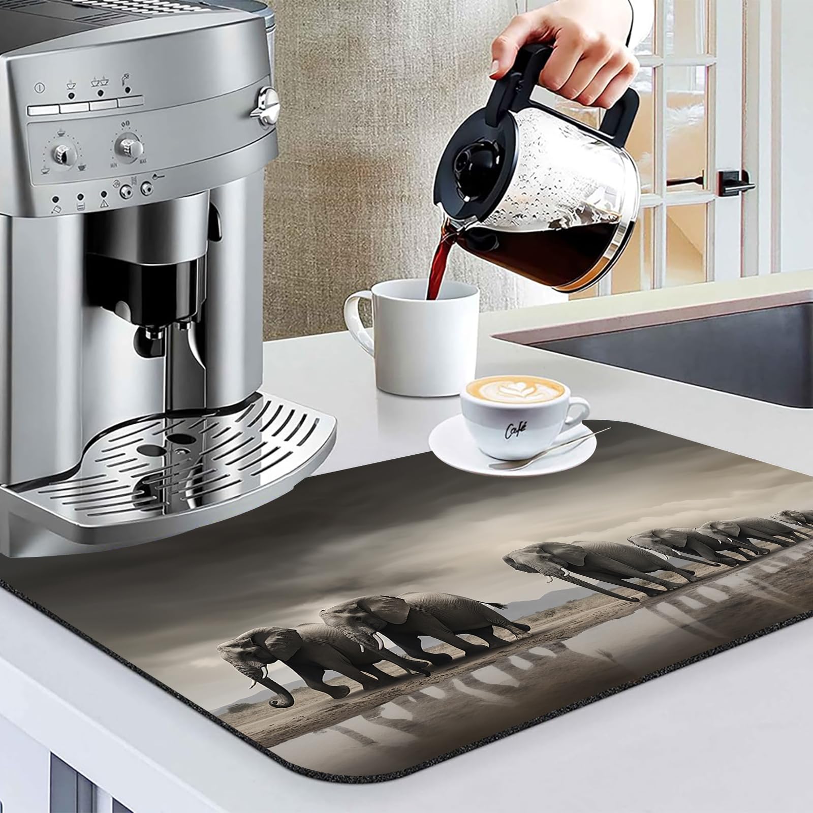 Tapis à Café, Absorbant, Pour Comptoir De Cuisine, Accessoires De Bar à Café, Convient Sous La Machine à Café, 50 X 30 Cm
