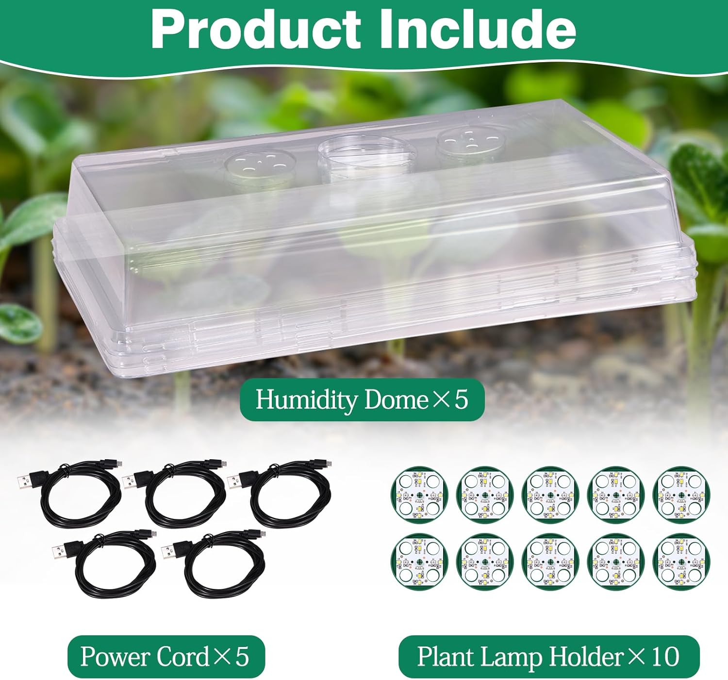 5 Pack Humidity Dome for 1020 Tray with Grow Light, 21.25"×11.02" Propagation Seed Cloning Lid Adjustable Vented for 10 X 20 Inch Plant Seed Starter Pots