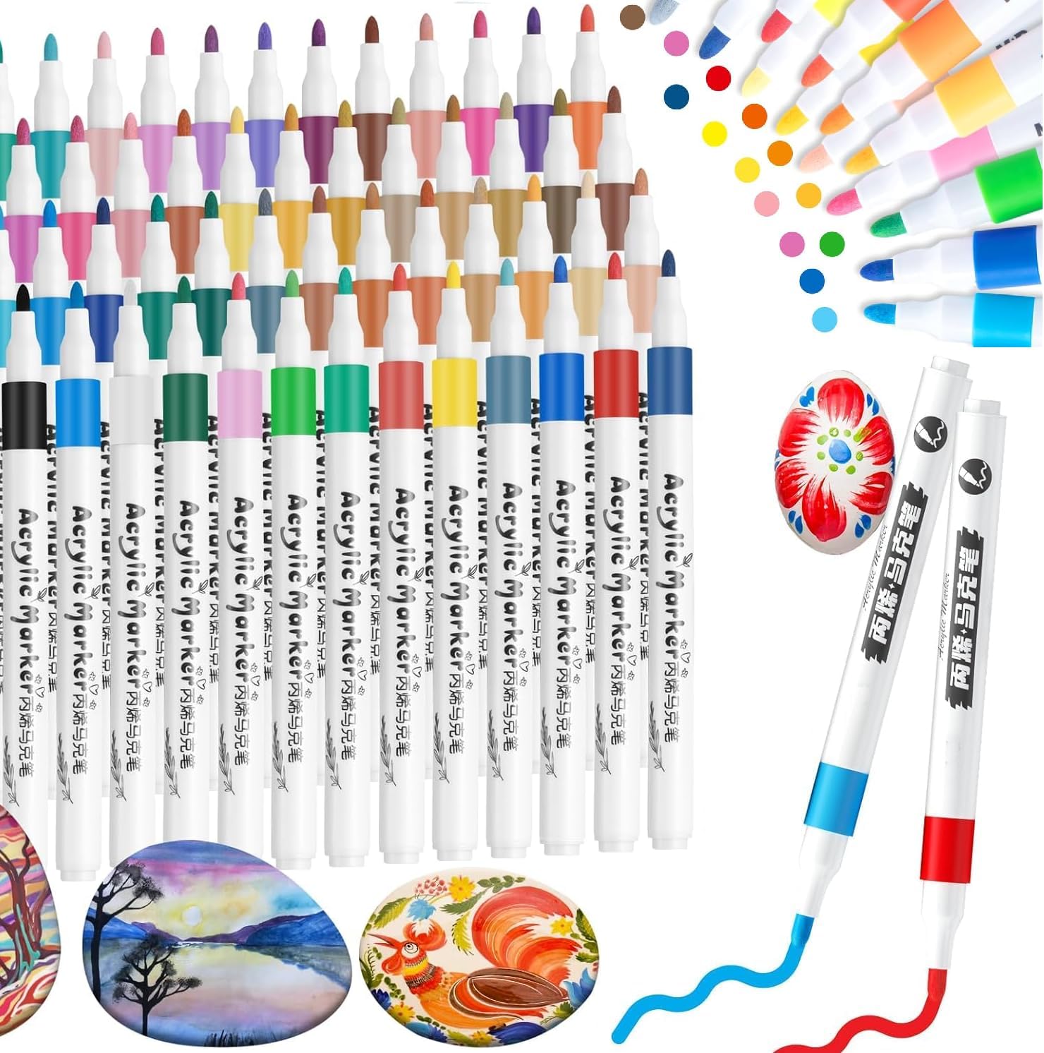 SUPER TOY 36 Acrylic Paint Pens Marker, Colors Art Marker Pen Set Medium Tip Ideal for Cardboard, Wood, Metal, Plastic, Glass, Canvas, Ceramic, DIY Craft Gift