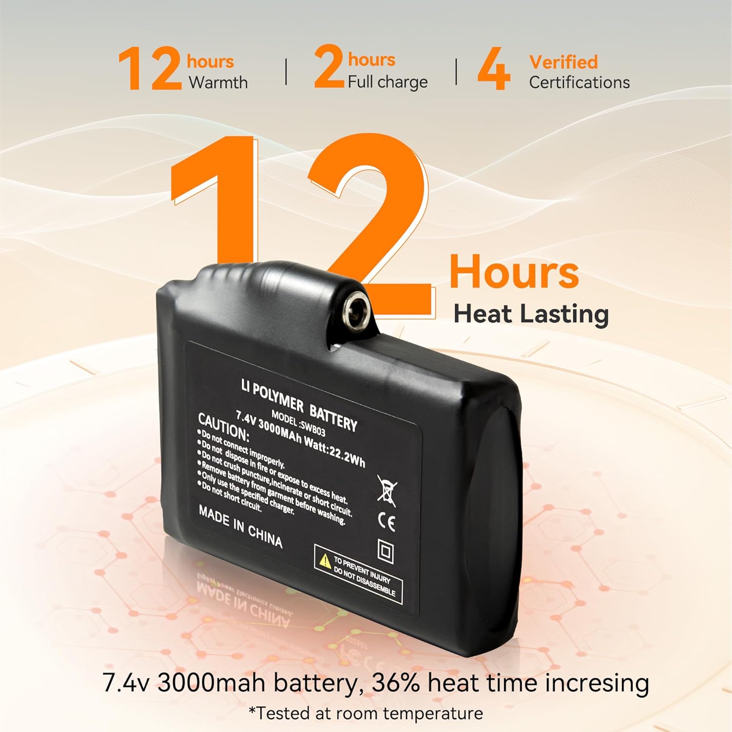 SAVIOR HEAT Heated Ski Gloves 2.0 for Men Women 7.4V 3000mAh Fast Charging Electric Rechargable Batteries 3M Thinsulate Waterproof Touchscreen Bluetooth App Snowboarding Ice Skating Gloves - Image 4