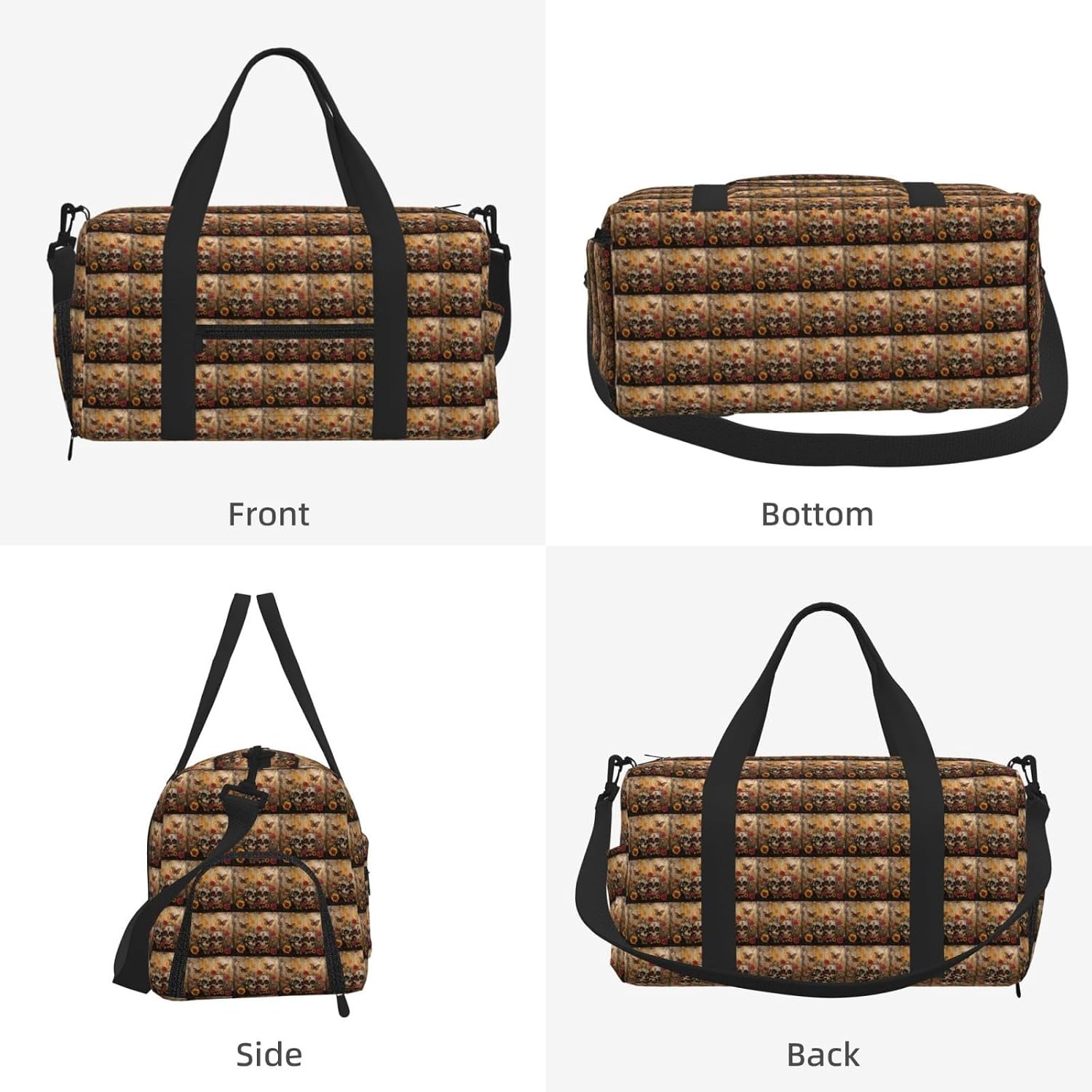 Sugar Skulls Butterfly Print Handheld Sports Luggage Unisex Crossbody Bag Travel Weekend Fitness Workout image 4