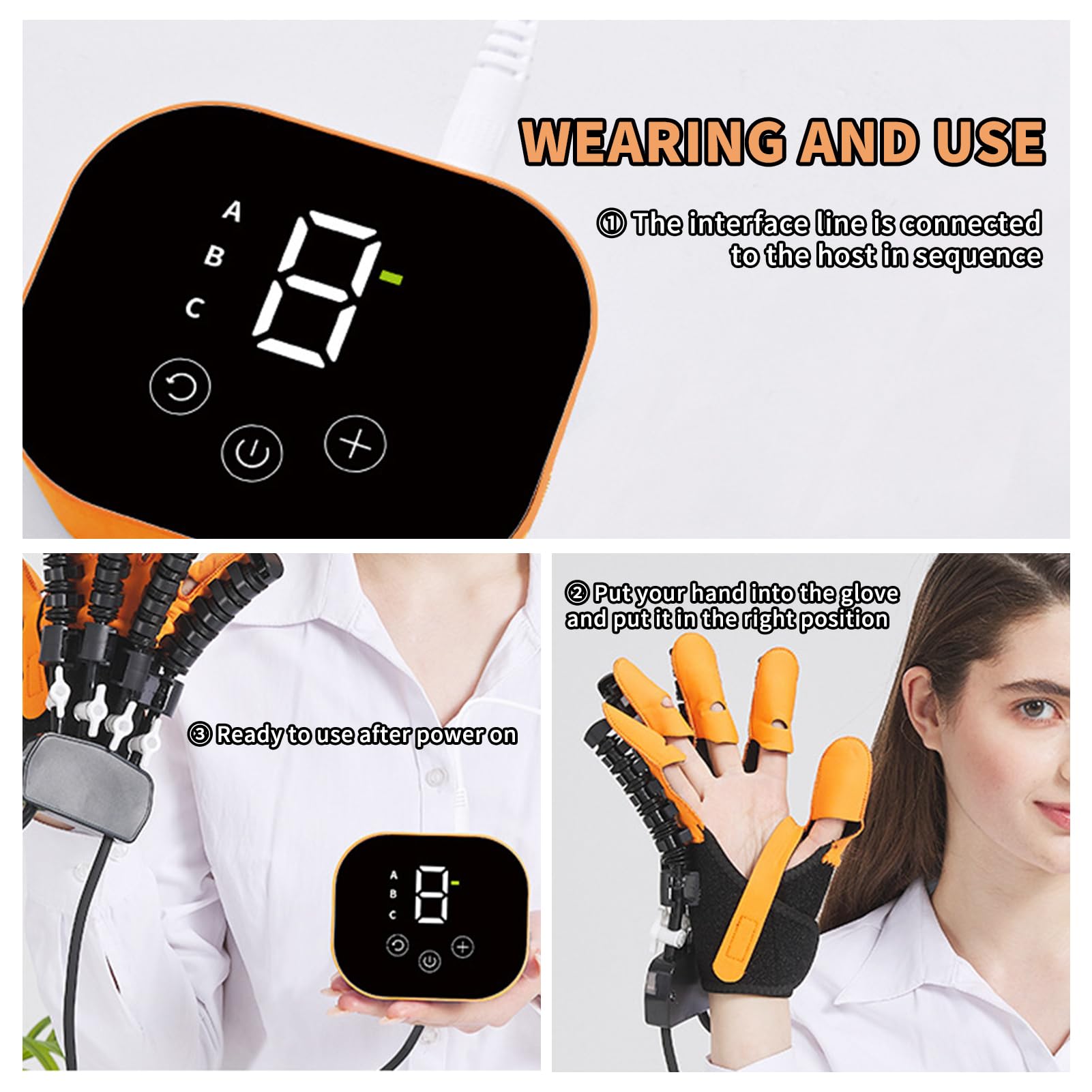 GAOXIAO Guanti Robotici Riabilitativi, per la Terapia Riabilitativa della Mano Emiplegia da Ictus, Dispositivo di Allenamento Riabilitazione con Rigidità Spastica Ortotici delle Dita A Right Hand M