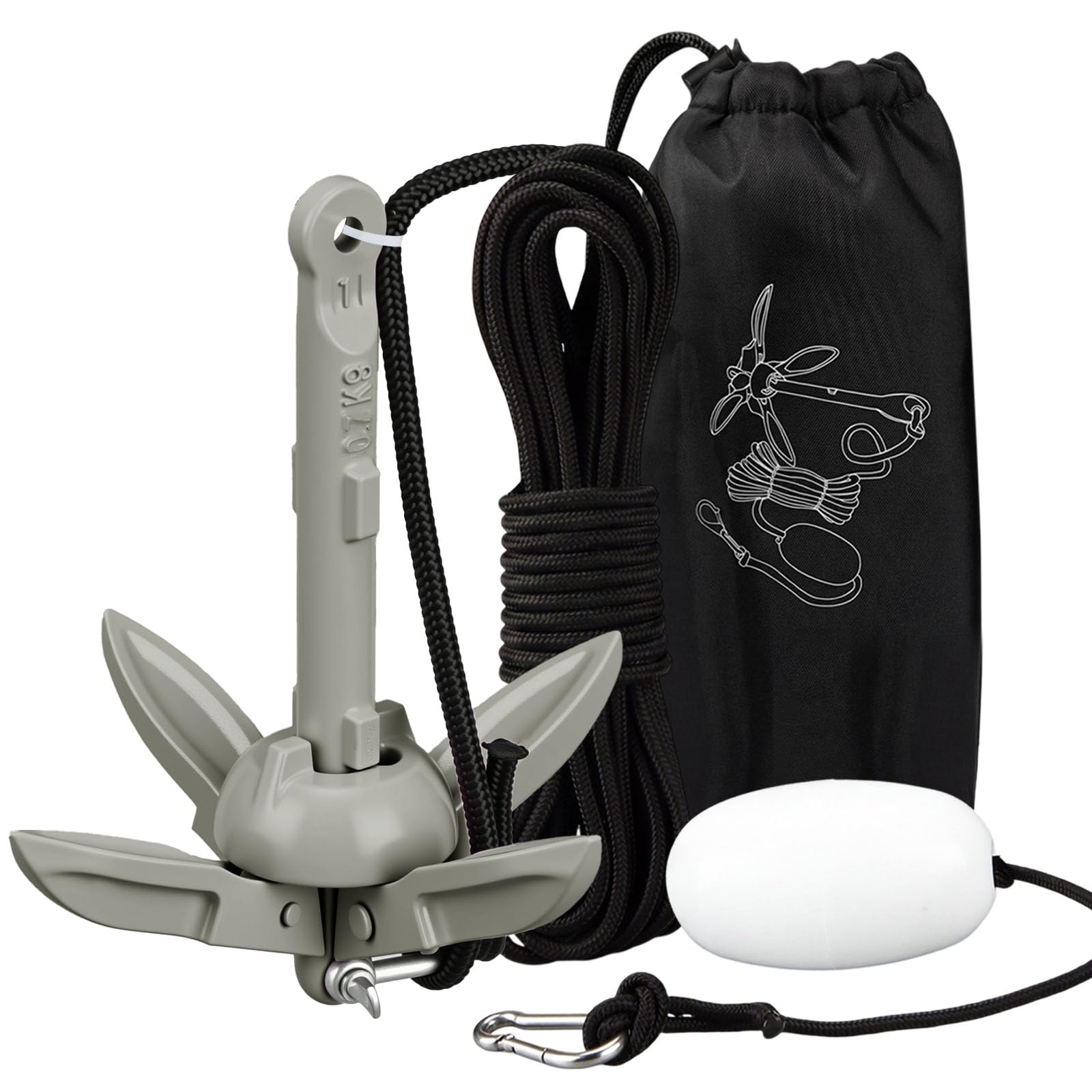 MorningRo Folding Grapnel Anchor Kit, Kayak 40ft Rope