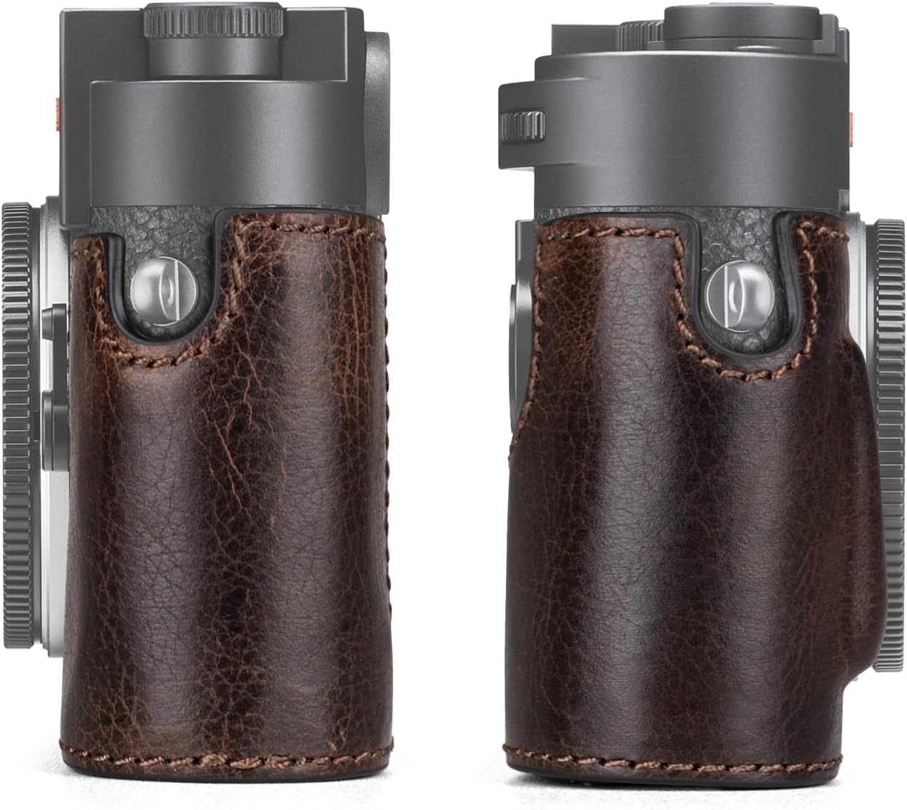 MUZIRI KINOKOO Case for Leica M11 M11-P M EV1, Premium Genuine Leather Protective Half Case for Leica M11/M11-P/M-EV1 Camera, with Hand Grip and Opening Bottom Design - Coffee