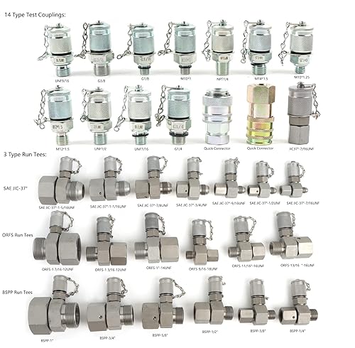 Miniatura 3 de Kit de acoplamiento de prueba de presión hidráulica, JIC BSPP ORFS Juego de camisetas giratorias hidráulicas herramientas de reparación para la