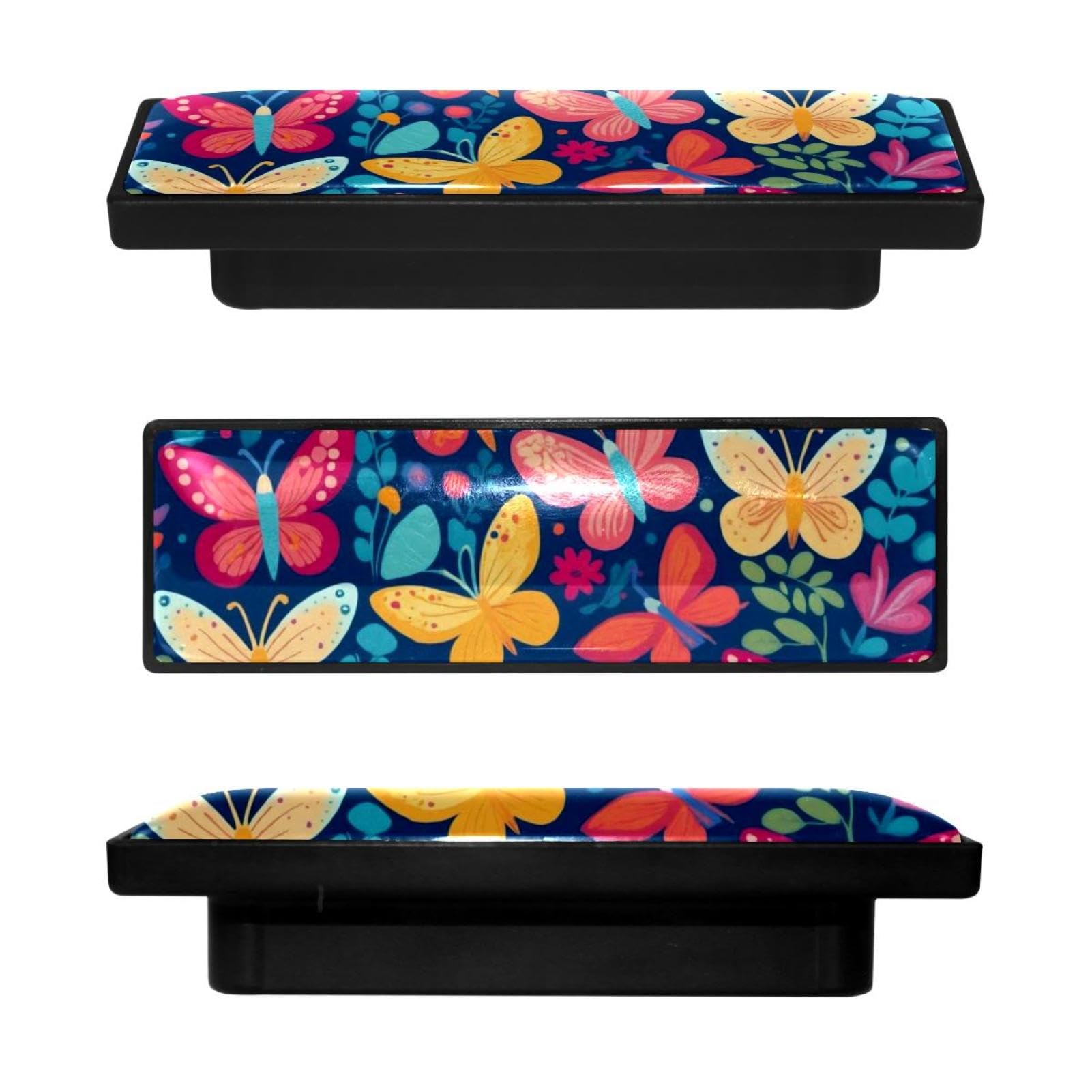 Boutons de placard rectangulaires papillons style galerie d'art et musée - 4 pièces