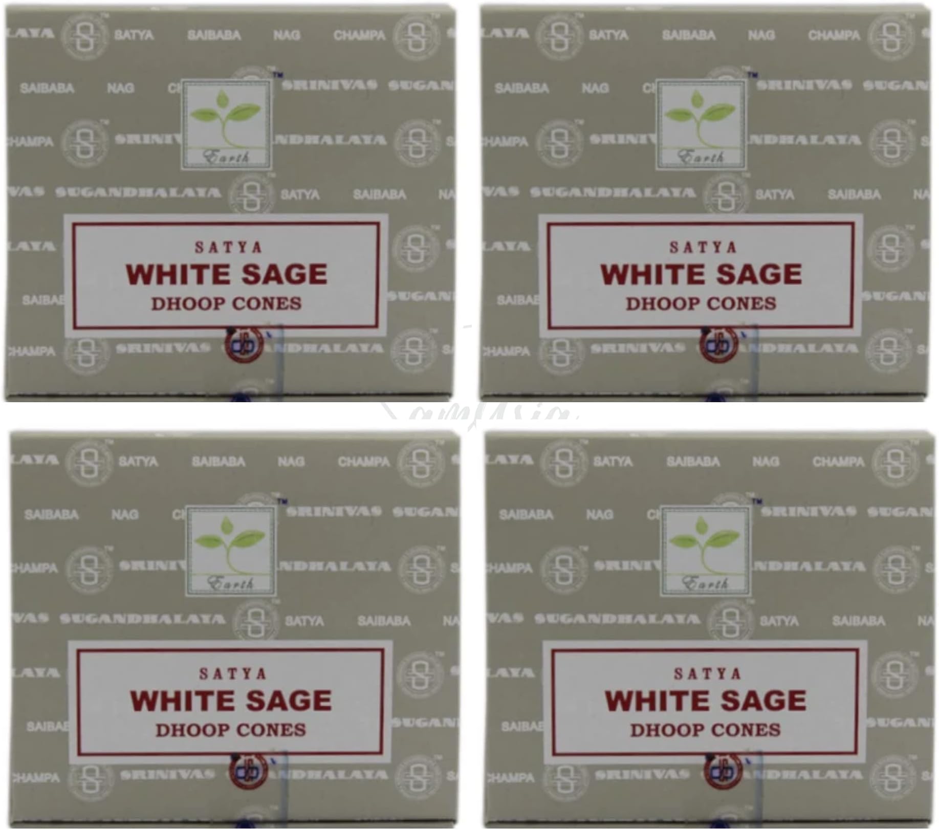 Satya White Sage Incense Cone x4 pack, used for Aromatherapy, Spa, Yoga, Weddings, Reiki, Meditation, Healing by SAMASIA