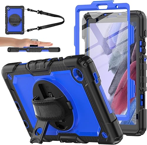 SIBEITU Funda compatible con Samsung Galaxy Tab A7 Lite de 8.7 pulgadas con protector de pantalla y soporte para lápices, correa de hombro giratoria