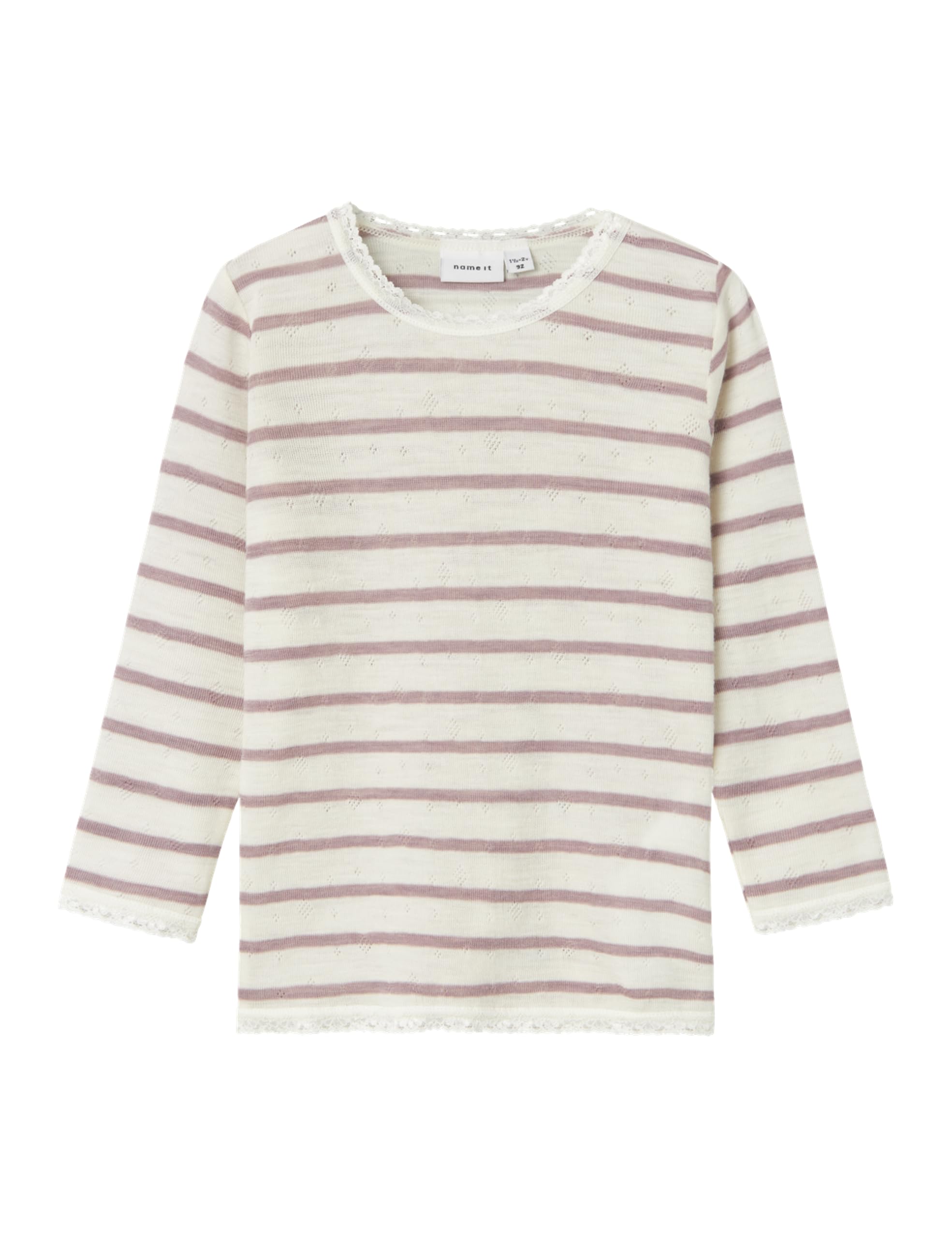 Nmfwang Wool Needle Ls Top Noos, biały, 104 cm
