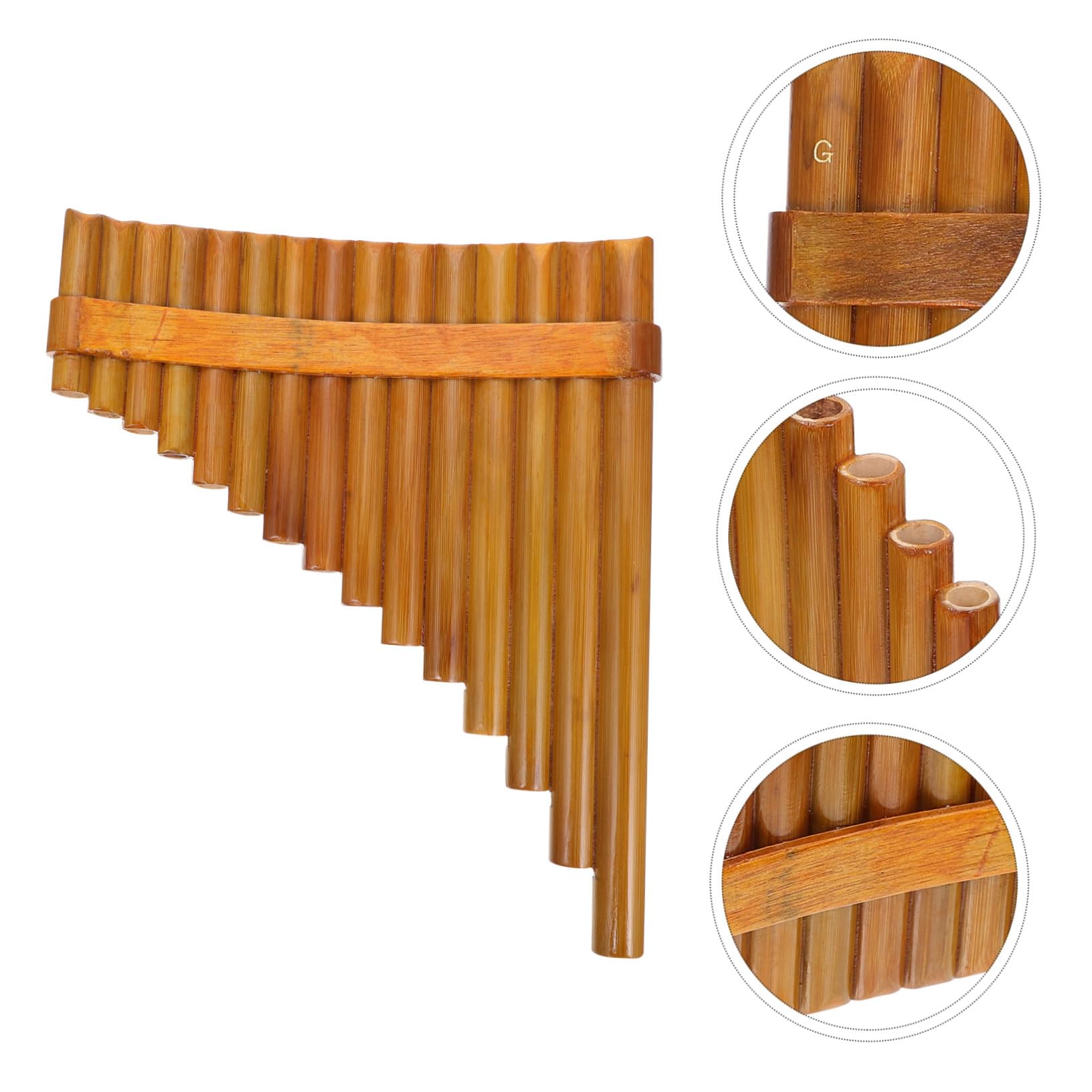 Flauto di Pan in Bambù a 15 Tubature Tono G Medio per Mano Destra, Strumento Musicale Portatile e Preciso per Educazione Musicale