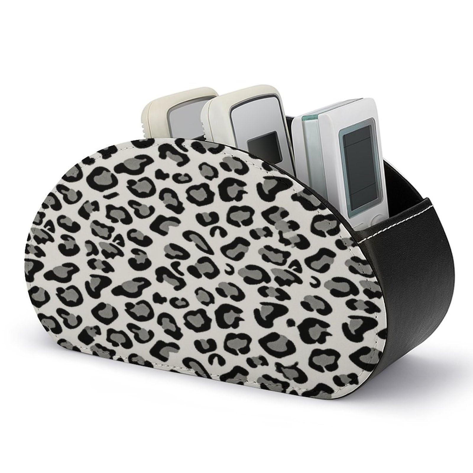 Btcowzrv Style Gray Leopard Print Remote Control Holder With 5 Compartments