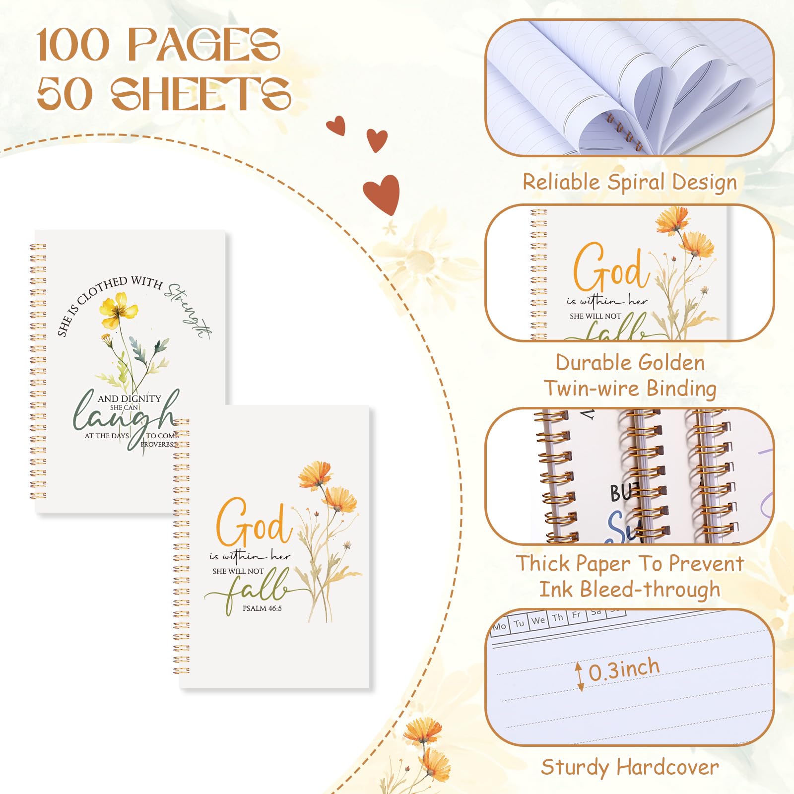 Supervitae Paquete de 12 cuadernos con versículos bíblicos en espiral, regalos cristianos para mujeres, para iglesia, regalos religiosos inspiradores, escrituras de oración, escuela dominical, bloc de