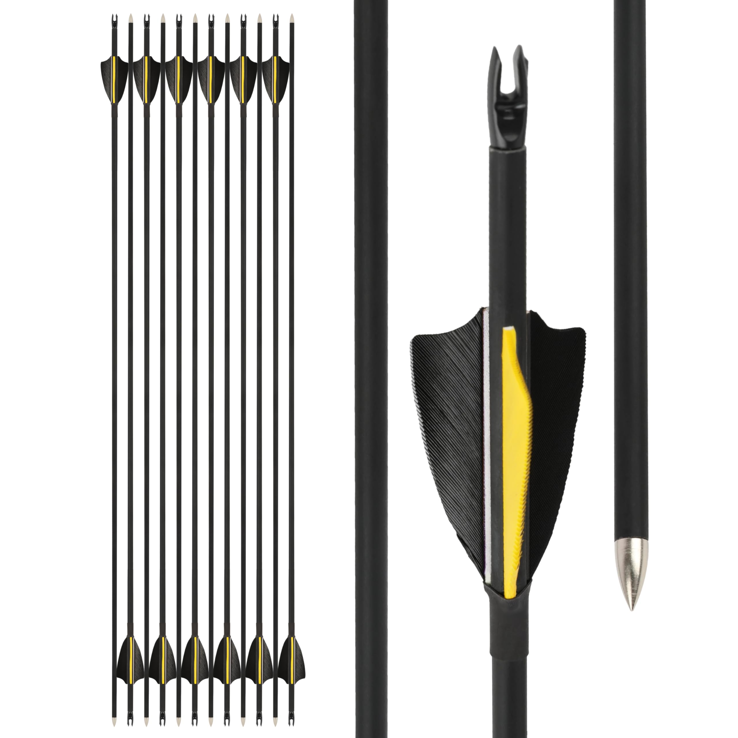 32 "Frecce in Carbonio Spine1000 Frecce da Pratica di tiro con L'Arco OD6.0mm Frecce da Caccia per Archi ricurvo e Composto 12pcs