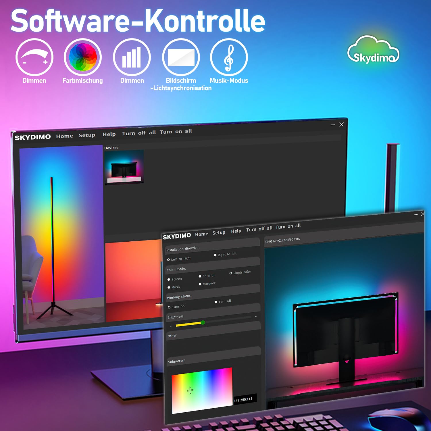 Striscia neon RGB da 27 pollici, 12 V 5050 RGB LED Neon Light Band con controllo app, musica sync, silicone fai da te, per gaming scrivania monitor PC, decorazione illuminazione, 1 confezione
