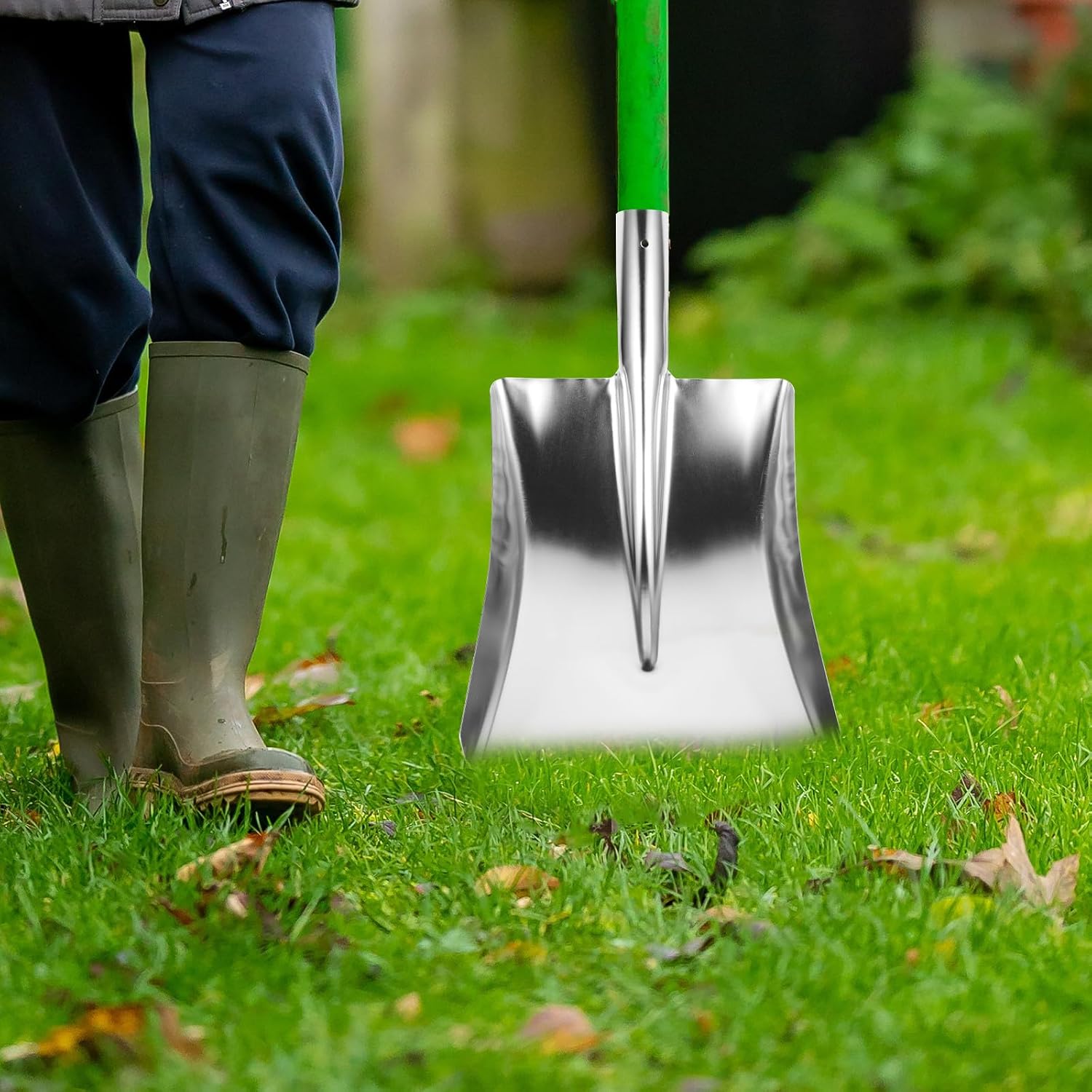 Totority Heavy Duty Stainless Steel Snow Shovel & Metal Dustpan Head, Square Metal Pusher Replacement for Driveway, Garden, Car Snow Removal & Outdoor Cleaning