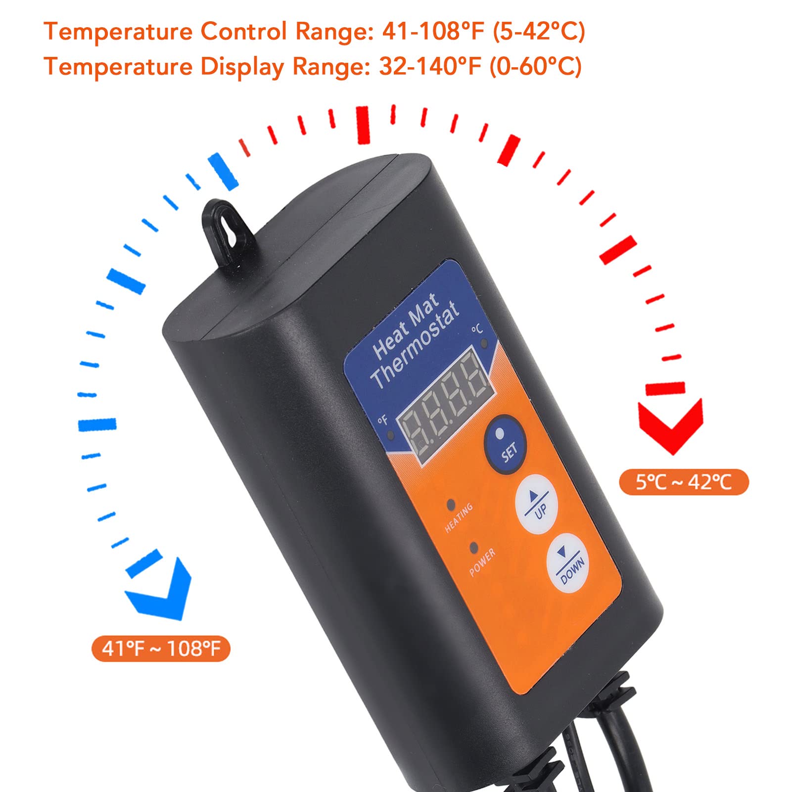 Termostato Digitale per Tappetino Riscaldante, Termostato per Germinazione dei Semi, Termostato per Rettili, LED 1000W Fahrenheit Celsius commutabile Termostato Digitale