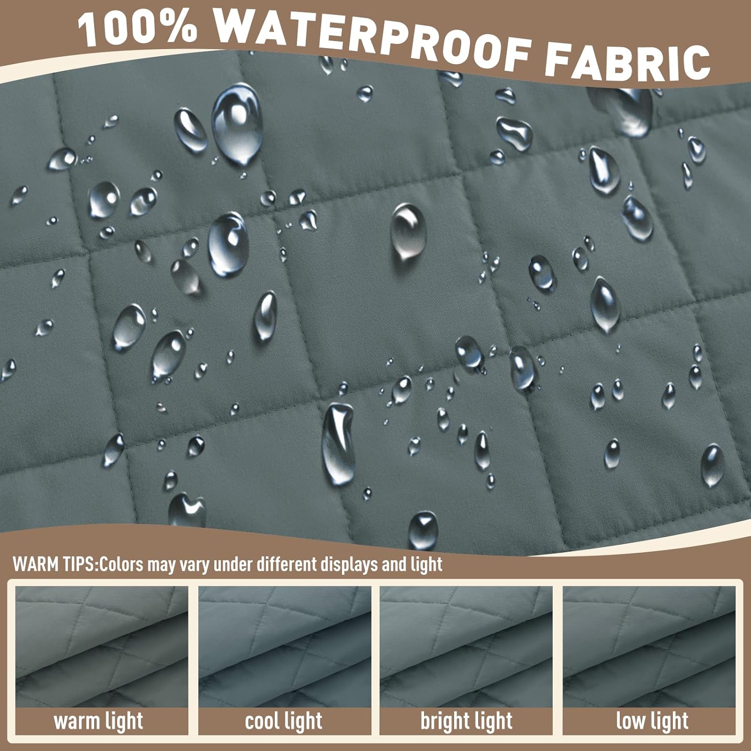 MAXIJIN Waterproof Couch Cover for Dogs Washable, Quilted Sofa Seat Covers Washable for 3 Cushion Couch, Non-Slip Pet Friendly Furniture Protector with Side Pockets (Sofa, Dark Gray) - Image 4