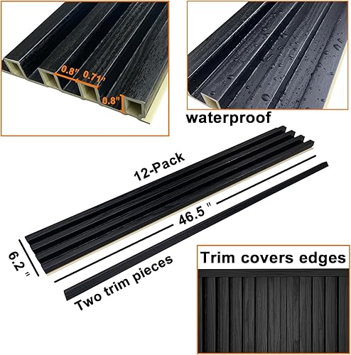 Miniatura 5 de Paquete de 12 paneles de pared de listones 3D WPC para paredes, panel compuesto de madera texturizada de roble, paneles de pared 3D con textura de