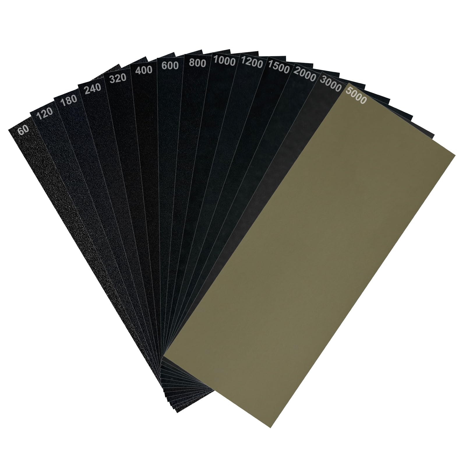 Sandpaper 42 Sheets 60/120/180/240/320/400/600/800/1000/1200/1500/2000/3000/5000 Grit - Premium Wet and Dry Sand Paper for Wood, Walls, Plastic, Metal and Car Paintwork Sanding, 9 x 3.6 Inches