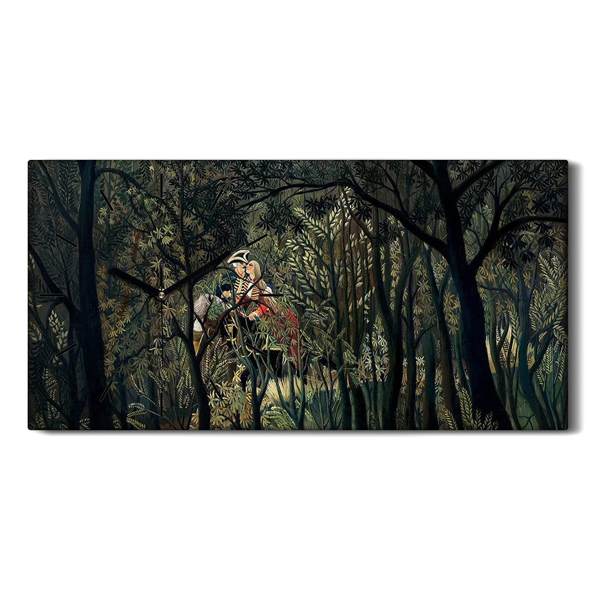 Horloge sur toile silencieuse 60x30cm pour chambre sans tic tac motif foret