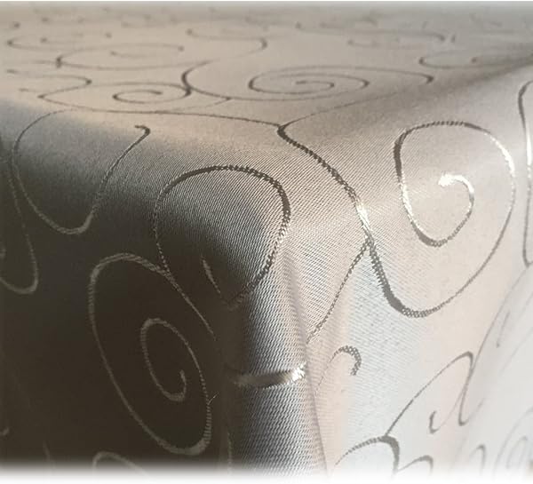 JEMIDI Tischdecke Ornamente Seidenglanz Edel Tisch Decke Tafeldecke 31 Größen und 7 Farben Grau 160x260 - 5