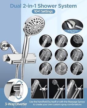 MakeFit Dual Shower Head Bundle with 1-PACK Shower Filter Replacement Cartridge